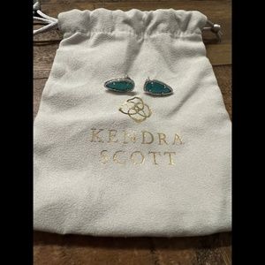 Kendra Scott Skylen Turquoise Stud Earrings silver with dust bag